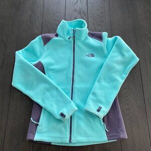 The North Face Women’s Turquoise and Gray Fleece Hoodie